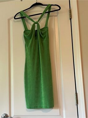 Sleek Green Knot-Front Tank Dress